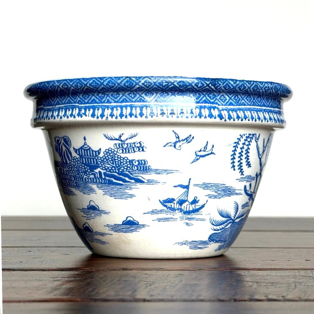Vintage Maling Blue Willow Bowl – Blue and White Chinoiserie Transferware